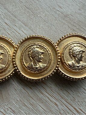 Gold Coin Medallion Women's Waist Buckle- Classic Metal Accent